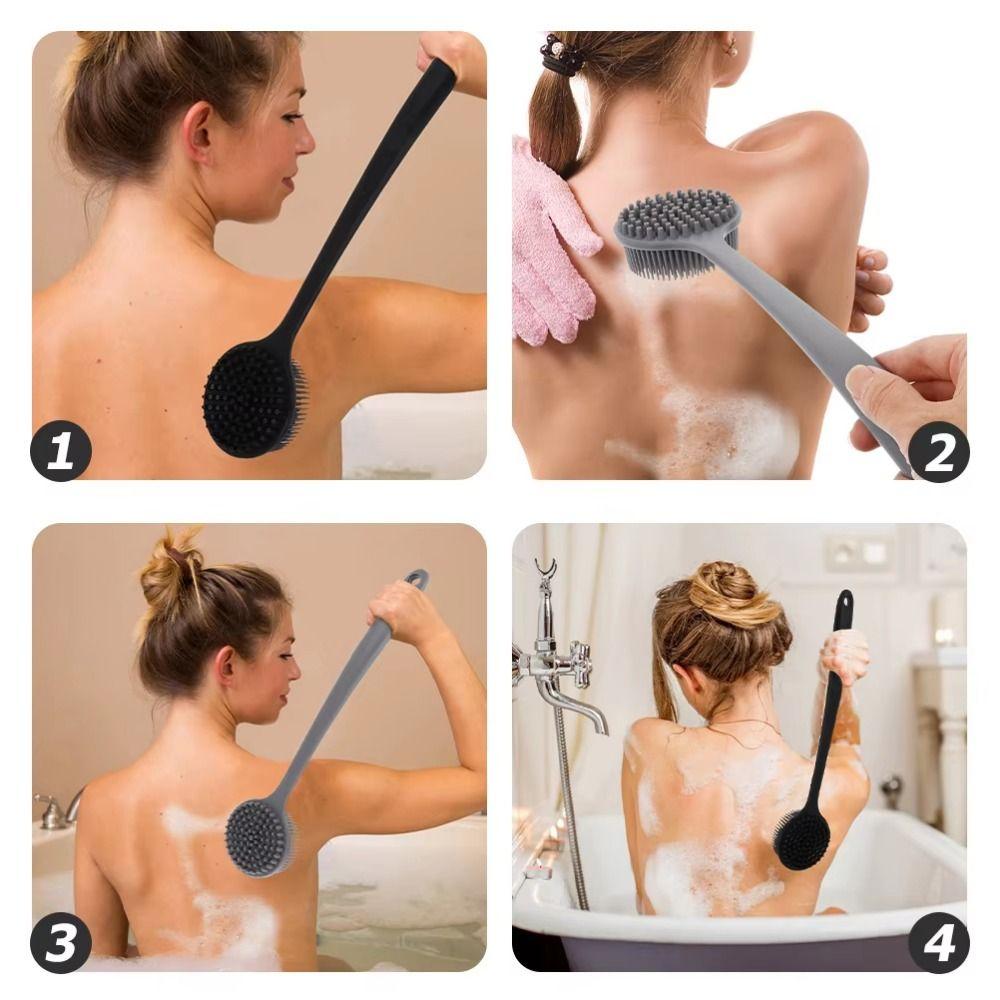 Langstiel-Griff Peeling-Bürste mit Aufhängeloch Silikon-Peeling-Werkzeug Badezimmer