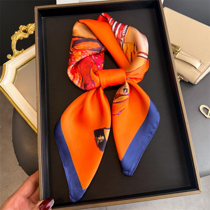 European and American temperament simulation silk printing silk scarf square scarf high-end shawl sunscreen neck professional scarf headscarf scarf