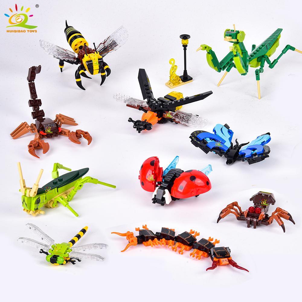 Non-Toxic Creative Moc Insect Building Blocks Bee Dragonfly Ant Mantis Butterfly Children'S Assembled Toys Animal Ornaments Gifts