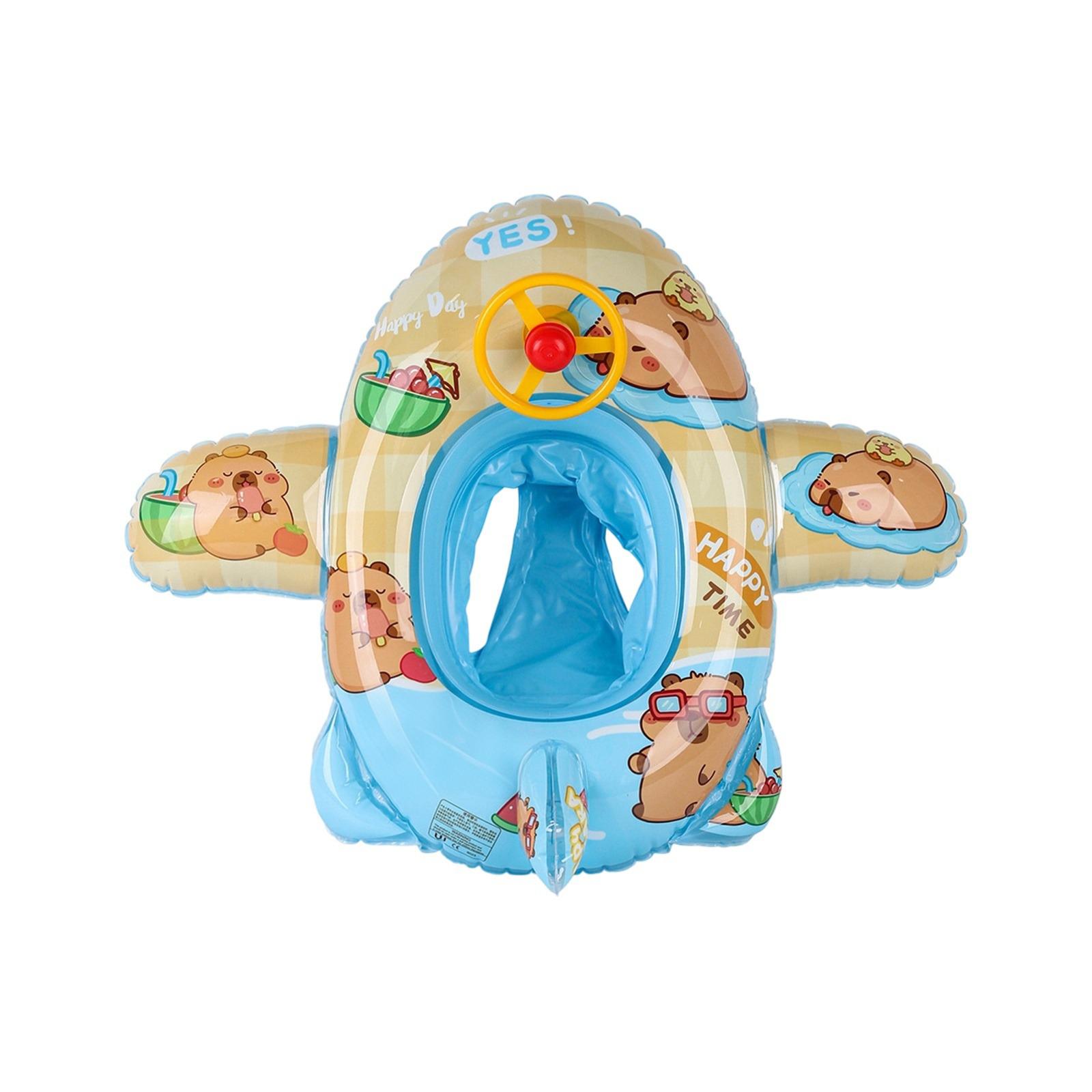 

Inflatable Airplane Shaped Floating Pool Ring with Steering Wheel for Water Play and Swimming Safety Suitable for Kids and Toddlers One Size