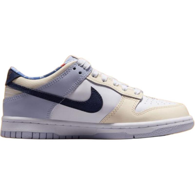 Nike Dunk Abrasion Resistant Low Top Kids' Skateboarding Shoes White Brown Blue Teenagers Sneakers IH7343-141
