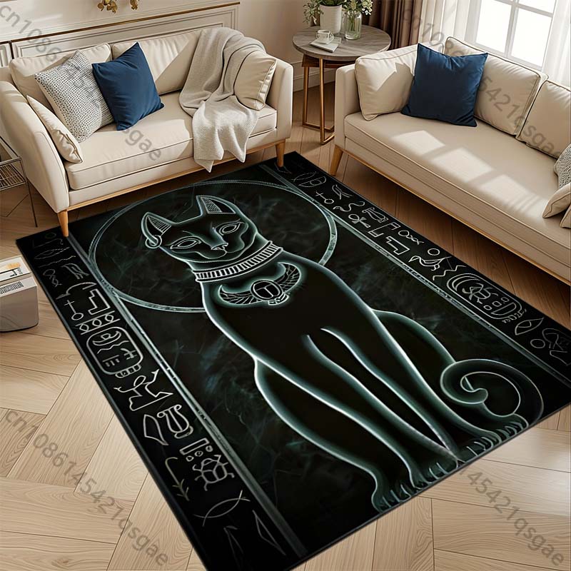 1PC Egyptian Black Cat Pattern Rug Carpets Bedroom Living Room Bathroom Mat Creative Door Mat Cloakroom Home Decor Area Rug
