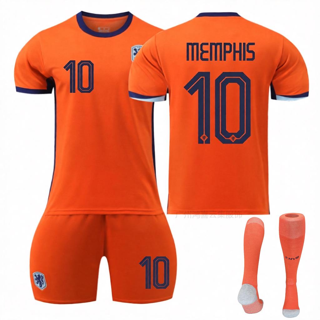 2024 Nizozemský domácí dres: Van Dijk #4, Robben, Depay, De Jong Fotbalový dres s krátkým rukávem - Edice Evropského poháru
