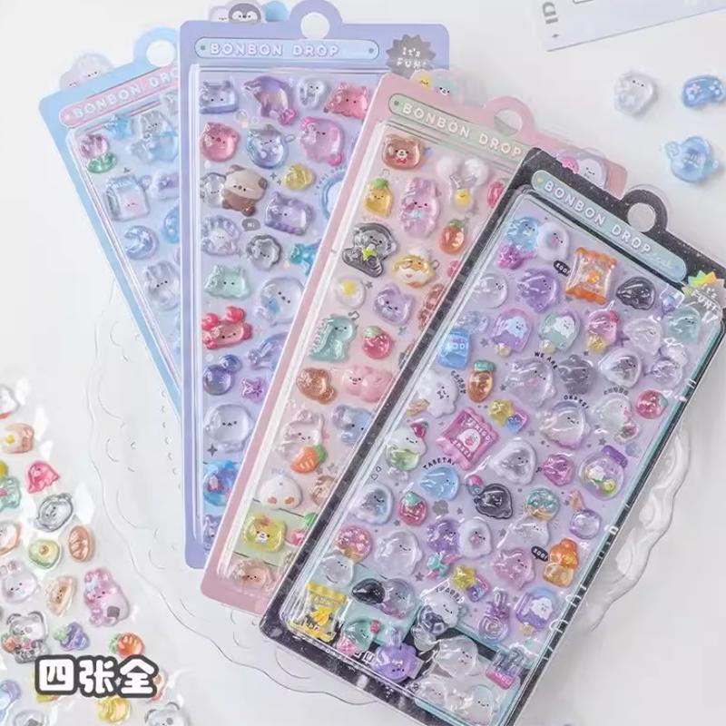 New Funny Sweet  Ice Cream Pets Drop 3d Relief Sticker Scrapbooking Diy Diary Decor Journaling Stationery Kawaii Stickers