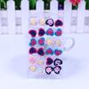 12 perechi Set de cercei tip ureche cu flori multicolore din rasina multicolora bijuterii pentru femei