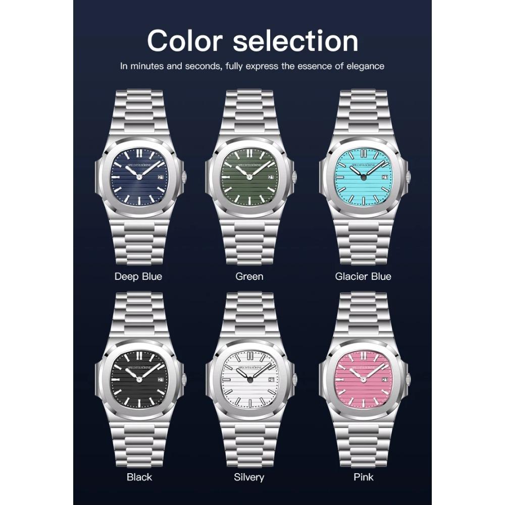 Specht & Söhne New Fashion Ultrathin Mens Watch 39MM Quartz Wristwatch Stainless Steel Waterproof Calendar 5711 Watches For Men