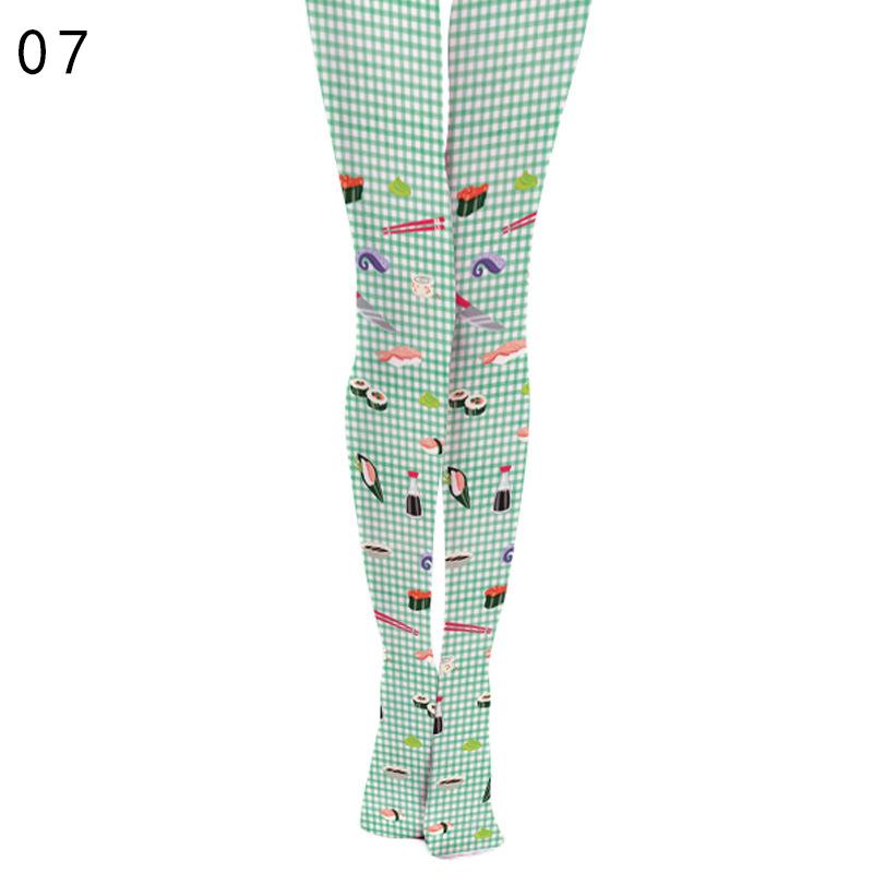New Japanese Style Floral Printed Pantyhose Lolita Stockings Harajuku Tights Colorful Tropical Fish Cake Sushi Print Pantyhose