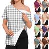 Women’s Short Sleeve Asymmetric Neckline Print Maternity Nursing Top Loose Fit Casual Shirt for Everyday Wear