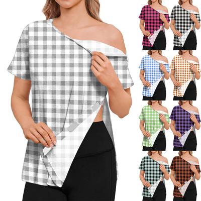 Women's Post-operative Short-sleeved Color Shirt With Shoulder Zipper And Side  Closure.