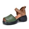 Fashion GKTINOO Retro Mixed Colors Thick Soled Sandals 2025 Summer New Genuine Leather Thick Heeled Women's Roman Shoes