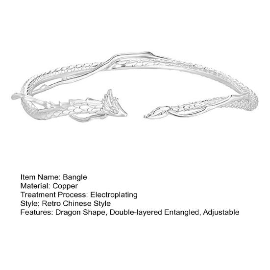 Kvinner Armbånd Drageform Retro Kinesisk Stil Polert Kobber Dobbeltlags Sammenfiltret Øk Selvtilliten Håndleddsarmbånd Hverdagsformell Bekledning Smykker