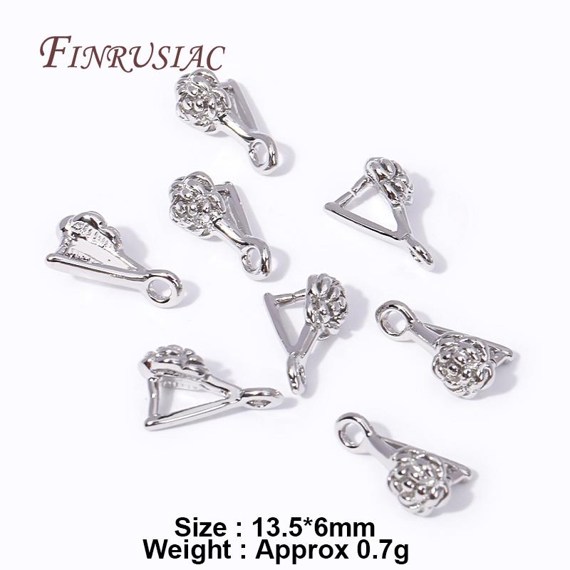 Jewelry Clamp Pinch Clip Bail Hooks Accessories 18K Gold Plated Brass Flowers Charm Pendants Connector For DIY Earrings Making