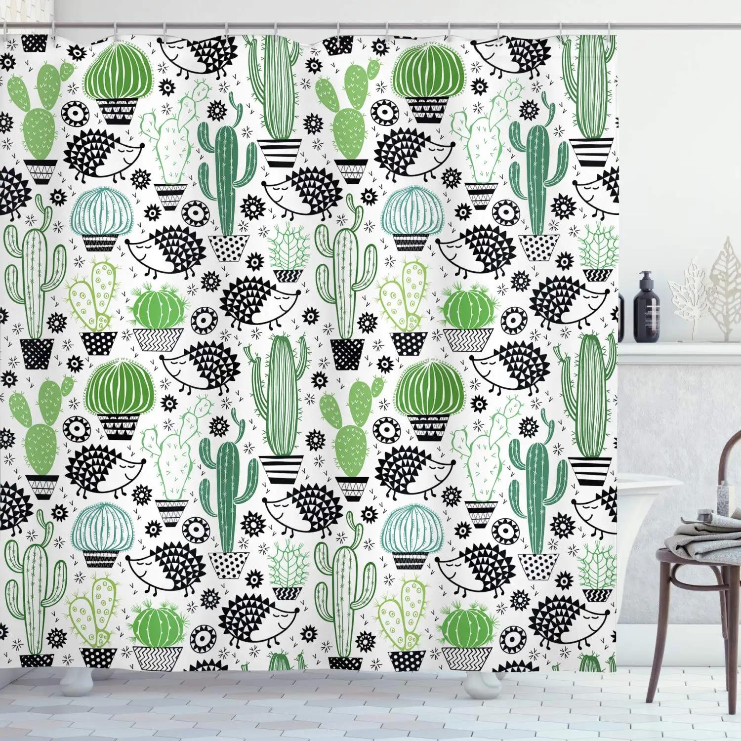 

Cute Hedgehog Shower Curtain Animal Pattern Bath Curtains Bathroom Gift Hedgehog Lovers Leaves Branch Shower Curtain With Hooks W60H190(CM)-1 Pcs