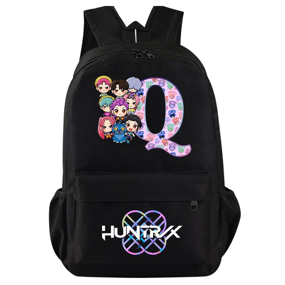 26 English Letter Kpop Demon Hunters Printed Backpack for Teenager Student Girl Boy Bookbag Schoolbag Women Large Capacity Travel Bag Kid Gift Rucksak