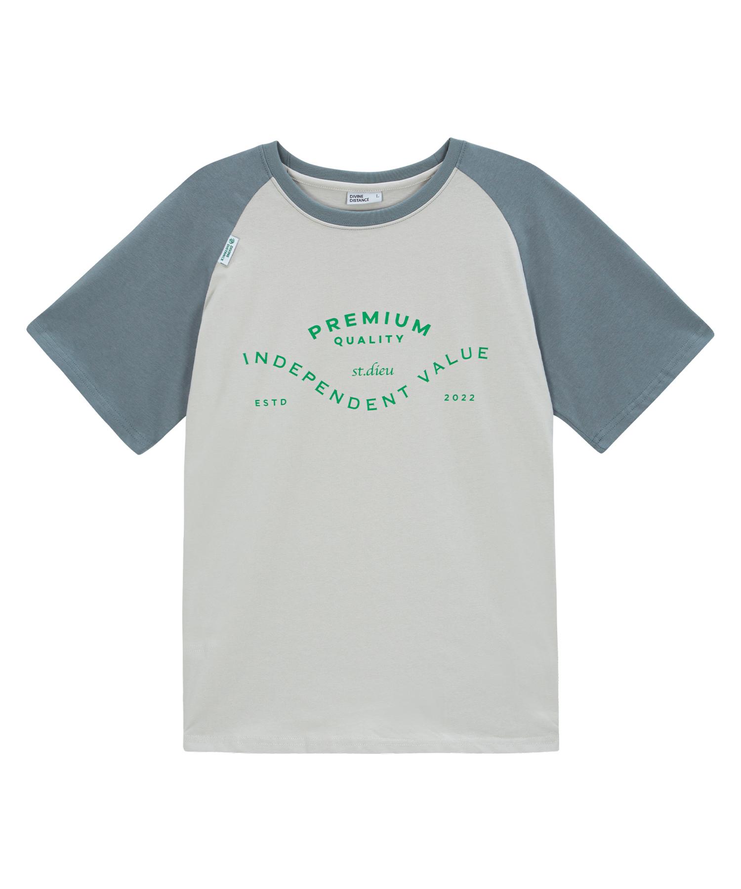 Divine Distance Lettering Raglan Half Sleeve [Blue Grey] L