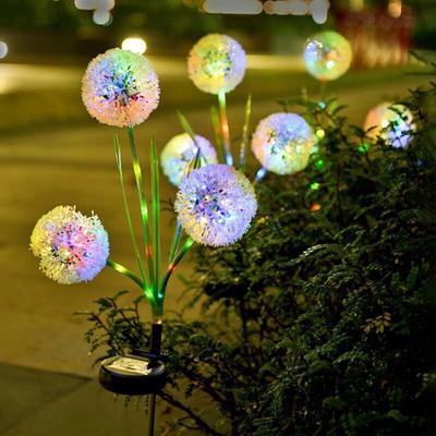 Luzes solares de jardim ao ar livre com 2 modos Flores de dente-de-leão solares IP65 Luz de decoração à prova d'água para jardim, gramado, quintal, casamento