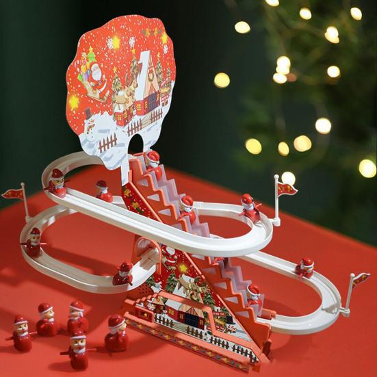 Giocattolo di Babbo Natale con pista da arrampicata a LED, musica, Babbo Natale elettrico, scala da arrampicata, montagne russe, giocattolo scorrevole, regalo per bambini piccoli, ragazzi e ragazze