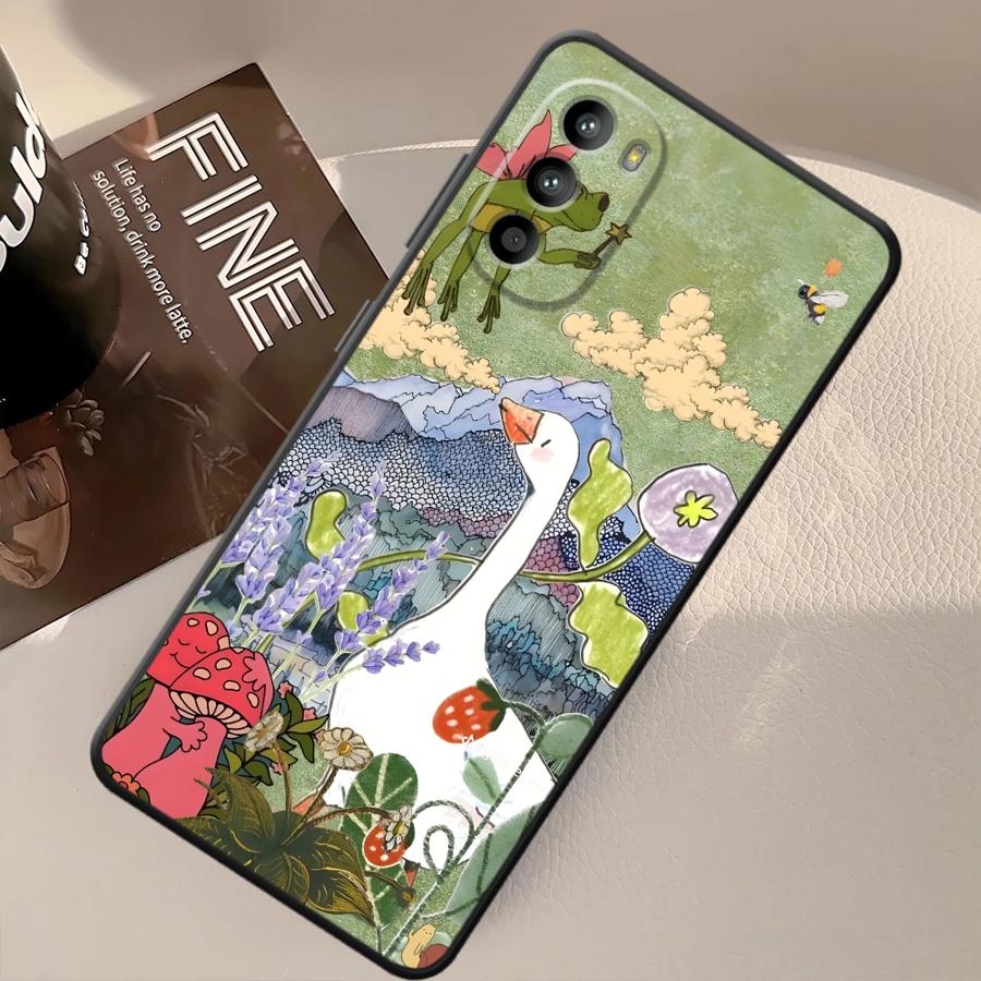 Cartoon Duck Cat Phone Cover Case for Motorola Moto G52 G32 G60s G71 G50 G22 Edge40 G53 G30 Edge 20 Pro 30 Lite G51 G73