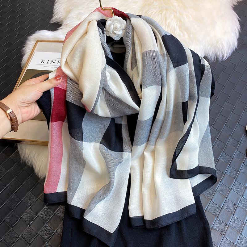 New Atmosphere Imitation Cashmere Plaid Tassel Scarf For Women In Autumn And Winter, With Thickened Velvet And Warm Neck