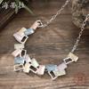 New color painting oil geometric hollow square neck chain personalized women's high sense irregular necklace