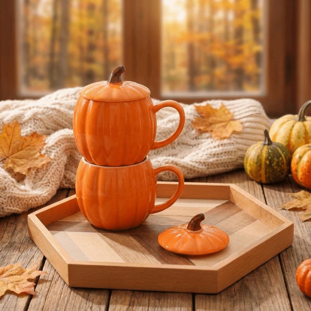 Kubek dyniowy na Halloween 320 ml Pyłoszczelny Kubek na napoje Uroczy Ceramiczny Kubek do herbaty Kawiarnia
