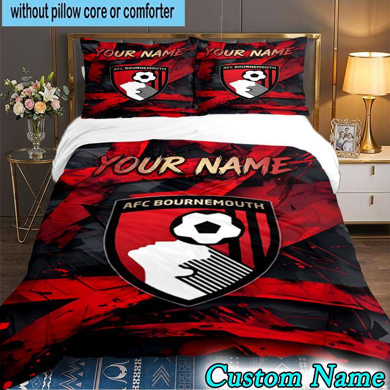Custom Name Bournemouth Football Club 3PCS Bedding Set For Bedroom Dormitory,Including 1pc Duvet Cover And 2pcs Pillowcases Large size Fan gift