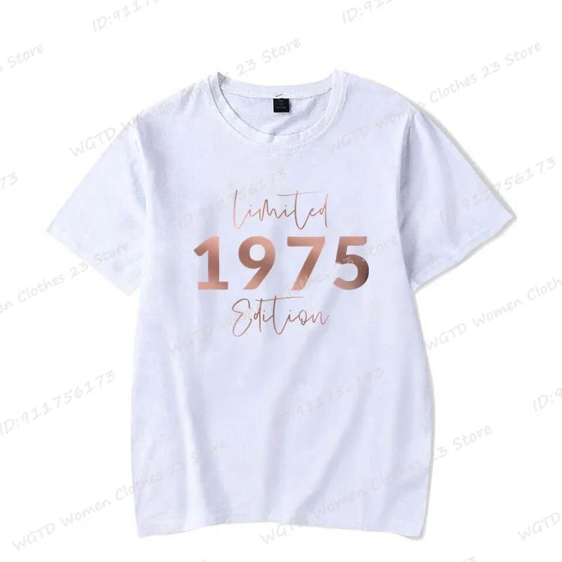 

Women s Casual Short Sleeve Crew Neck Top for Summer Spring Limited Edition 1975 Vintage 70th Birthday Letter Print T-Shirts S