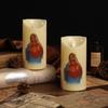 LED Christmas Candle Lights Flameless Flickering Prayer Lamp Religious Figure Design Lights for Home Altar