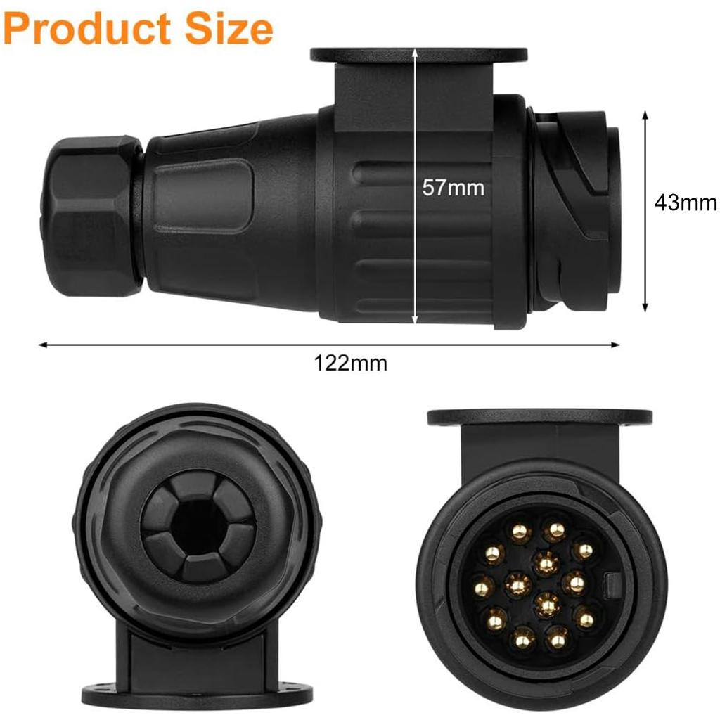 12V 13 Pin Trailer Adapter Electric Trailer Plug Waterproof Plastic 13 Pole Wiring Connector Adapter