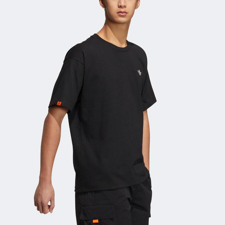 Adidas Originals Trefoil Pattern Print Sports Short Sleeve T-Shirt Unisex Tops Black HR6455