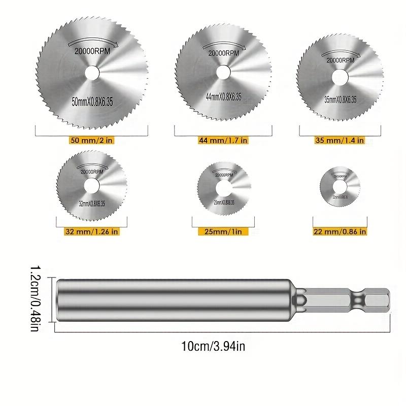 Suitable for 1/4-inch Hex Shank Rotary Saw High-Speed Steel Cutting Wheel - with Thin Disc Blades with 5 Replaceable Cutting Heads