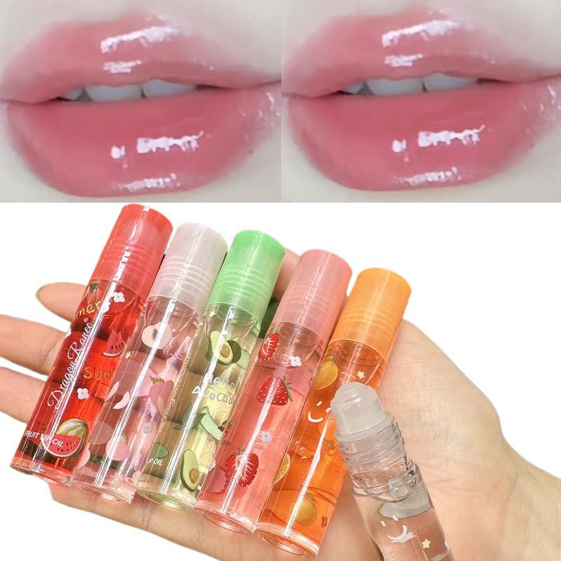 6 Plumping Clear Lip Oil Mirror Water Lip Gloss Lip Glaze Transparent Liquid Lipstick Moisturizing Fruit Lips Care Make Up