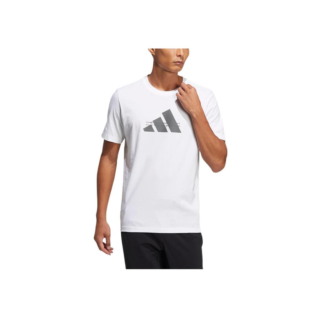 Adidas Big Logo Print Crew Neck T-Shirt Men Tops White HE9939