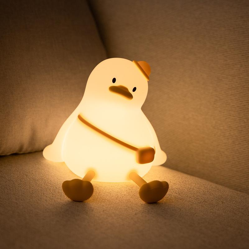 Urocza lampka nocna silikonowa w kształcie zwierzątka lis żaba lampka do spania do pokoju dziecięcego ładowalna kaczka czujnik dotykowy lampka nocna do dekoracji sypialni