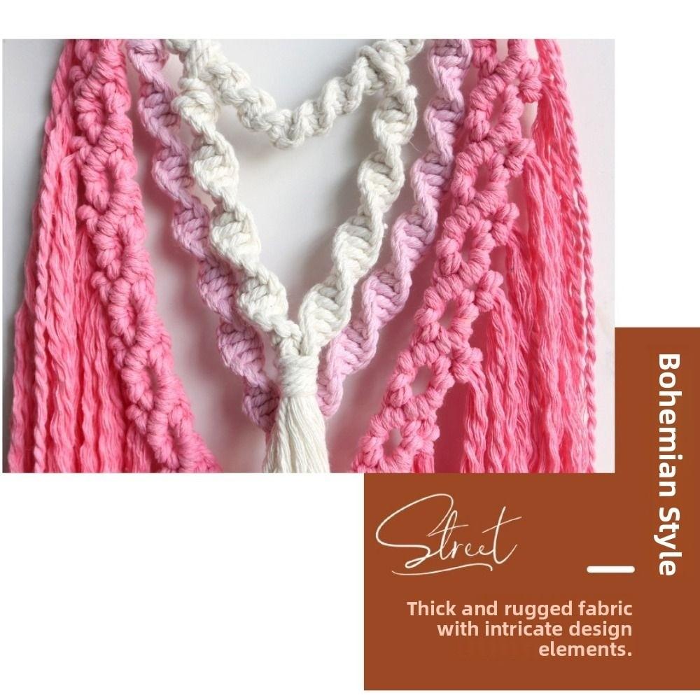 Hand-Woven Heart-shaped Macrame Tapestry Art Cotton Rope Tapestry Wall Hanging Tapestry  Dorm Room