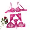 Love Embroidery Perspective Mesh  Lingerie Thong Set Underwear