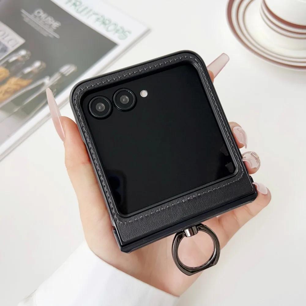 For Wireless Charging Magnetic Leather Phone Case for Motorola Razr 50 40 Ultra Moto Razr 60 50 Ring Hinge Protective Cover