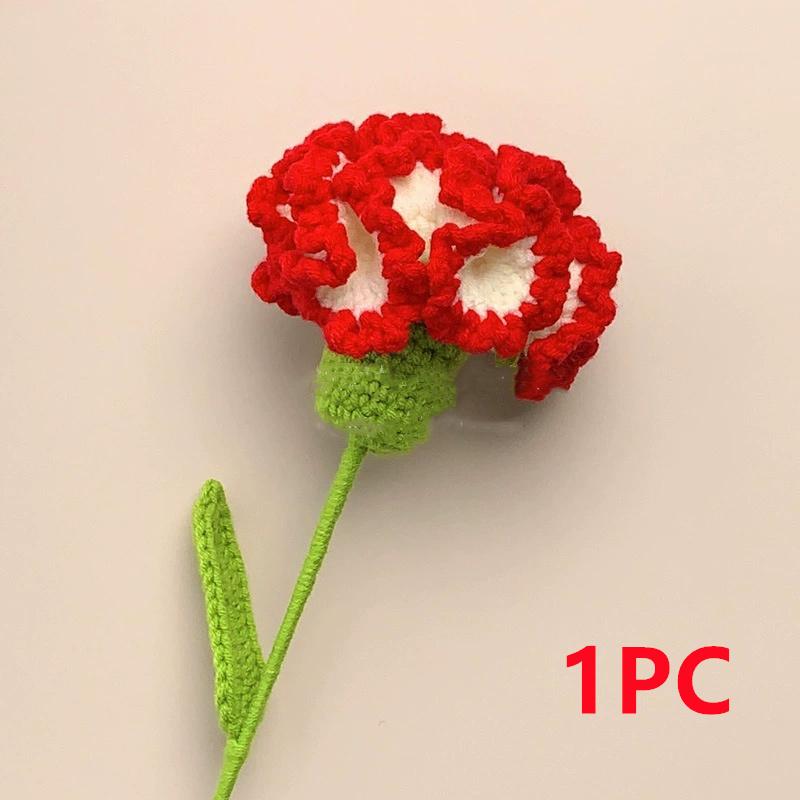 

Ручная работа Гвоздика Вязаная гвоздика с букетной упаковкой Искусственные цветы крючком для свадебного декора, дня рождения