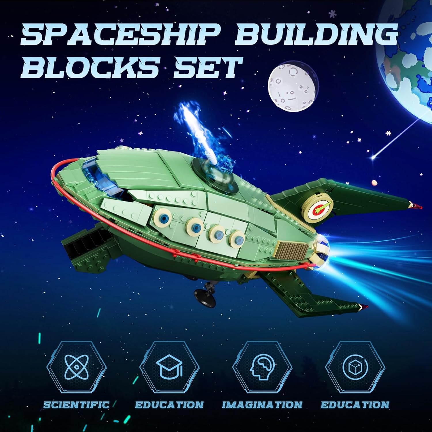 Spaceship Building Set, Future Ship Blocks Toy, Compatible with Lego, Collection Creative Star Spaceship Building Kit for Boys Animation Fans, Aged