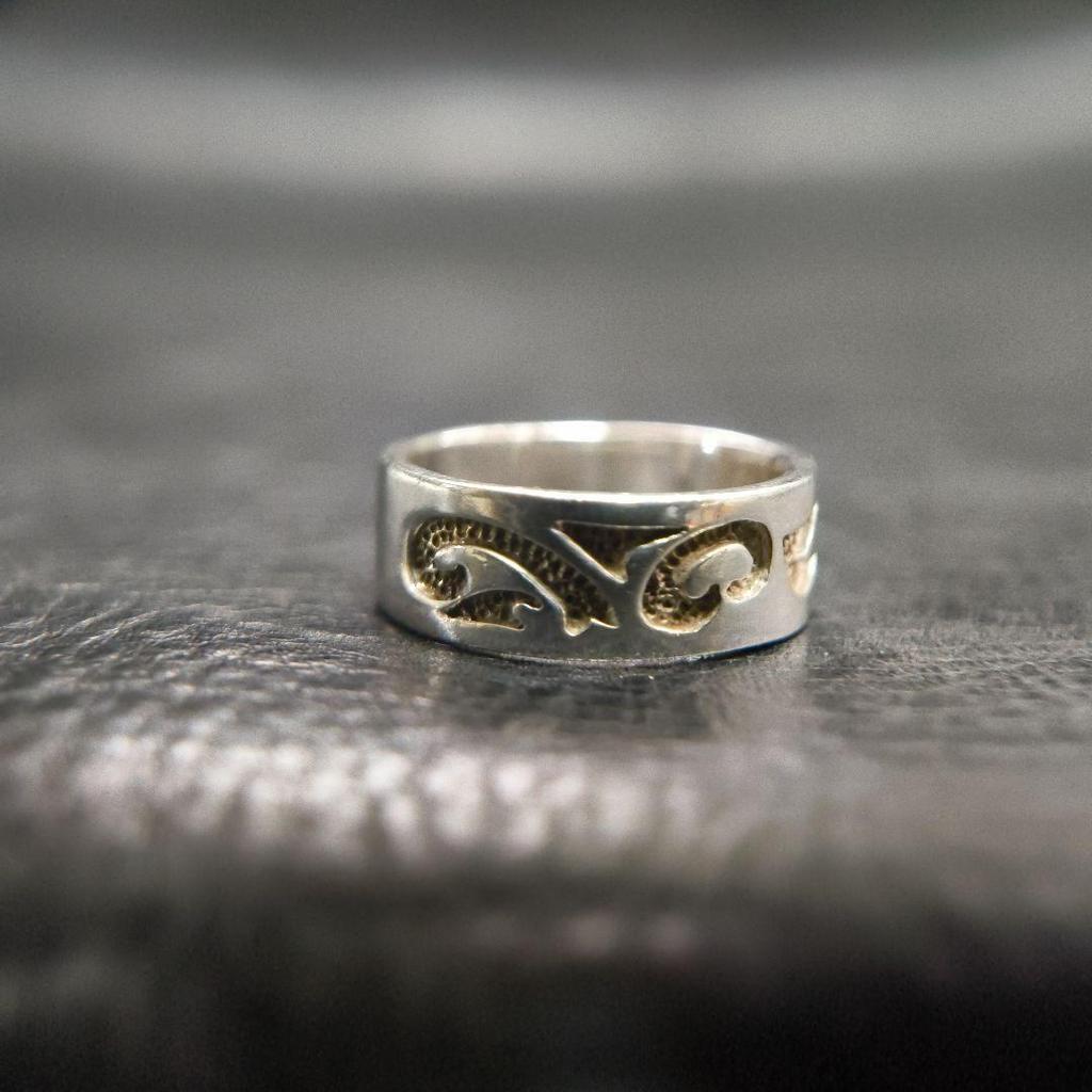 Used No. 474 Silver 925 Ring Tribal Design Approx. 12.5 4.9g