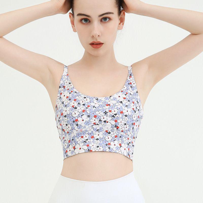 With Chest Pad Export Beauty Back High Elastic Quick-Drying Printing Yoga Straps Women's Wrapped Chest Bubble Wrap Running Sports Fitness Bra
