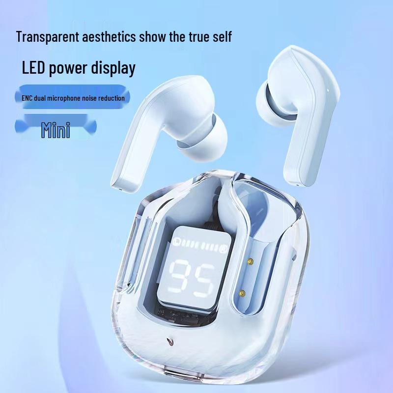 Air39 Transparent Wireless Bluetooth Earbuds with Digital Display, Dual Stereo, Long Battery Life, Ideal for Gaming