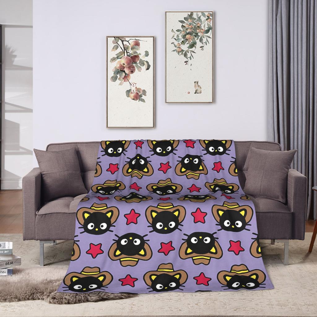 Cute Chococats Plush Blankets Students Black Cat Flannel Throw Blanket For Outdoor Super Soft Design Quality Bedspread Gift