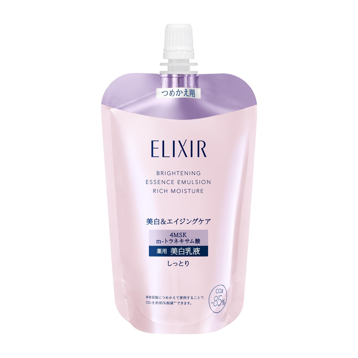 

ELIXIR Brightening Emulsion Moisturizing Milk 130mL | Medicated Whitening Skincare | Aqua Floral Scent | Anti-Aging, Firmness, Radiance Boost Refill 110ml