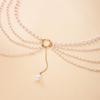 Multi Strand Imitation Pearls Tassels Necklace with Ring Elements Lightweight Alloy Neck Accessory for Various Occasions