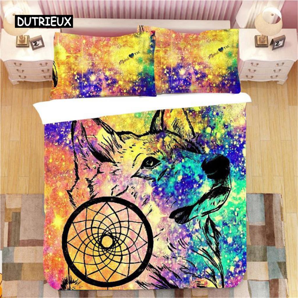 Dream Catcher Duvet Cover Set King Double Pink Starry Universe Queen Size for Kids Girls Comforter Cover Microfiber Quilt Cover