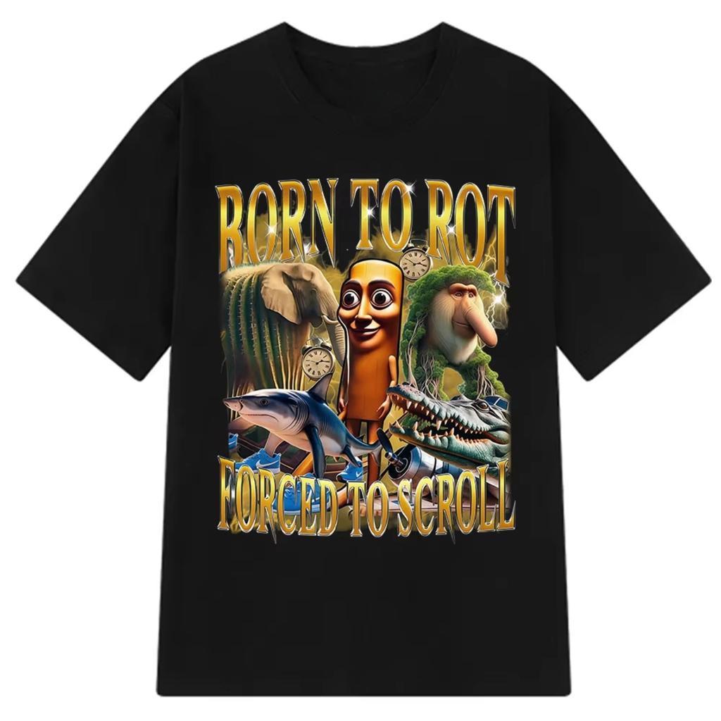 Brr Brr Patapim Tričko Vtipné Italské Brainrot Meme Grafické Tričko Pánské Dámské Letní 100% Bavlna Pohodlné Měkké Trička s O-výstřihem Topy