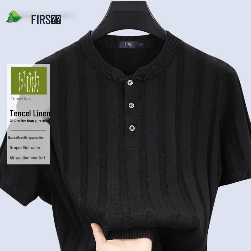FIRS Men s Natural Linen Blend Henley Short-Sleeve T-Shirt XL 180/96A