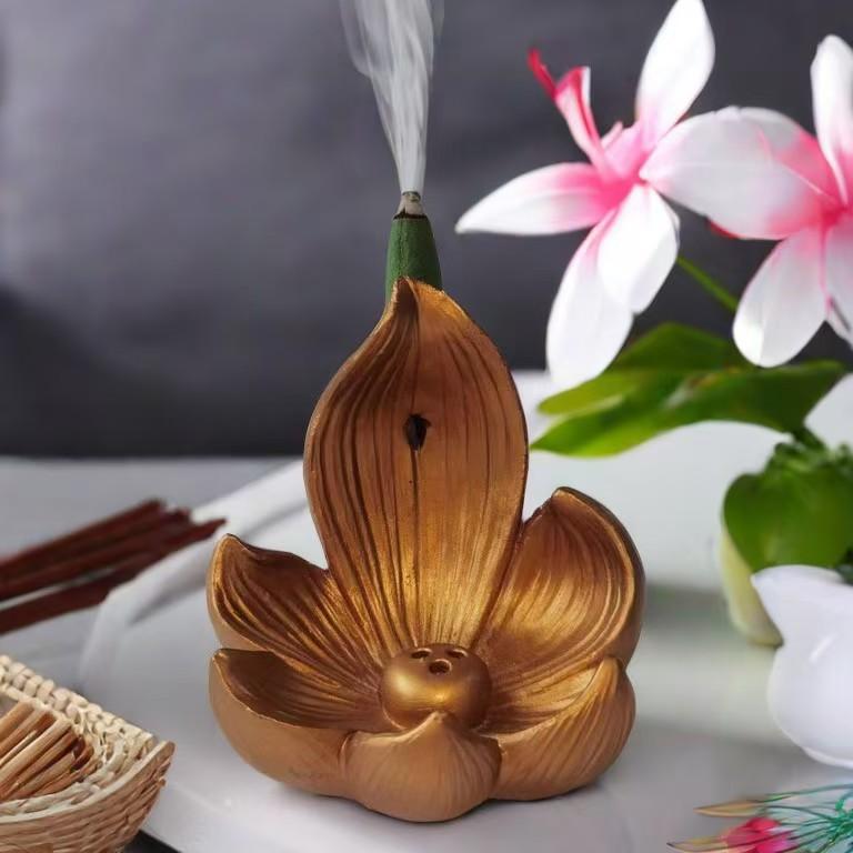 Lotus Sitz Rückfluss Räucherwerk Harz Handwerk Diffusor Multifunktional Heimdekoration Geeignet für Yoga und Meditation Senden