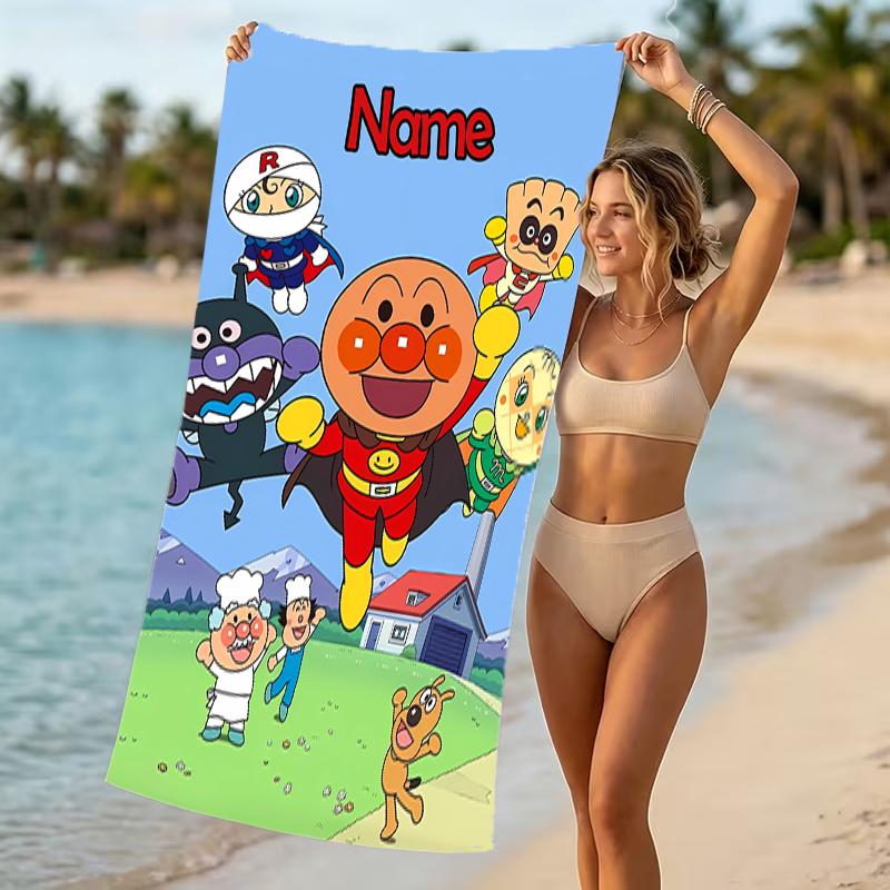 Customizable Personalized Beach Towels Anpanman Themed designs.Suitable for the Beach, Yoga, Sports;ideal As Beach Accessories